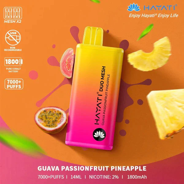 hayati 7000 disposable vape guava passionfruit pineapple